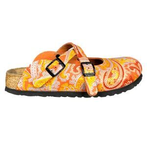 Birki’s By Birkenstock Unisex Paisley Pink Mules Clogs Size 38 M 5 W 7